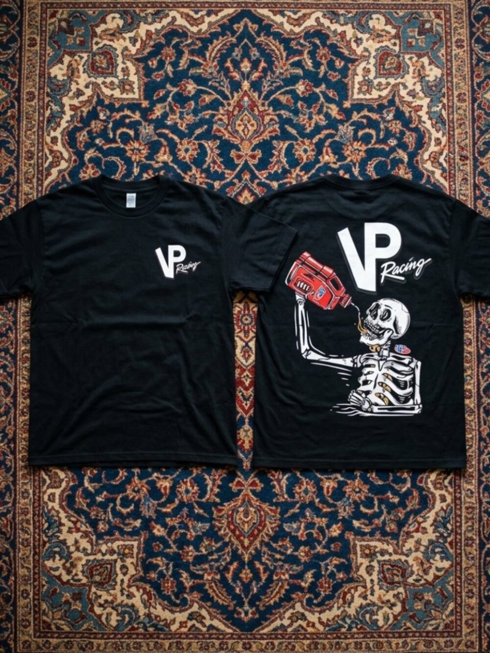 VP Racing Skeleton Graphic Tee Vintage Streetwear Racing Shirt Black